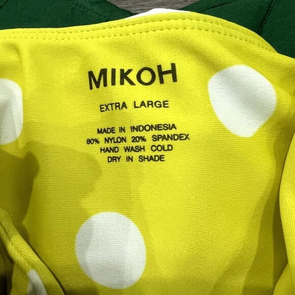 Mikoh Womens XL Lana Yellow Polka Dot Strapless Tie Front One Piece Swimsuit - Picture 4 of 7